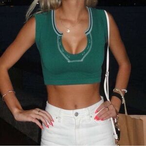Urban Outfitters Green Polo Crop Tank Top